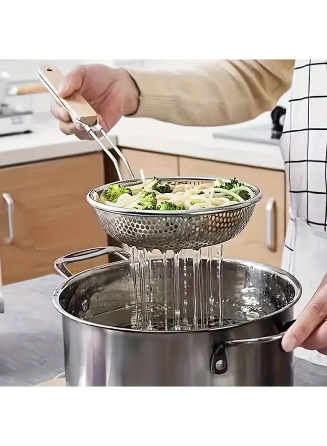 2PC Stainless Steel Fine Mesh Skimmer Spoon Oil Filter Pasta Strainer Kitchen Tool - Image 4